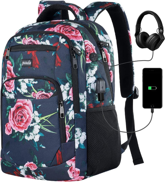 Paude Backpack for Women and Teen Girls,College Backpack Travel Laptop Bookbag for City Trip Office