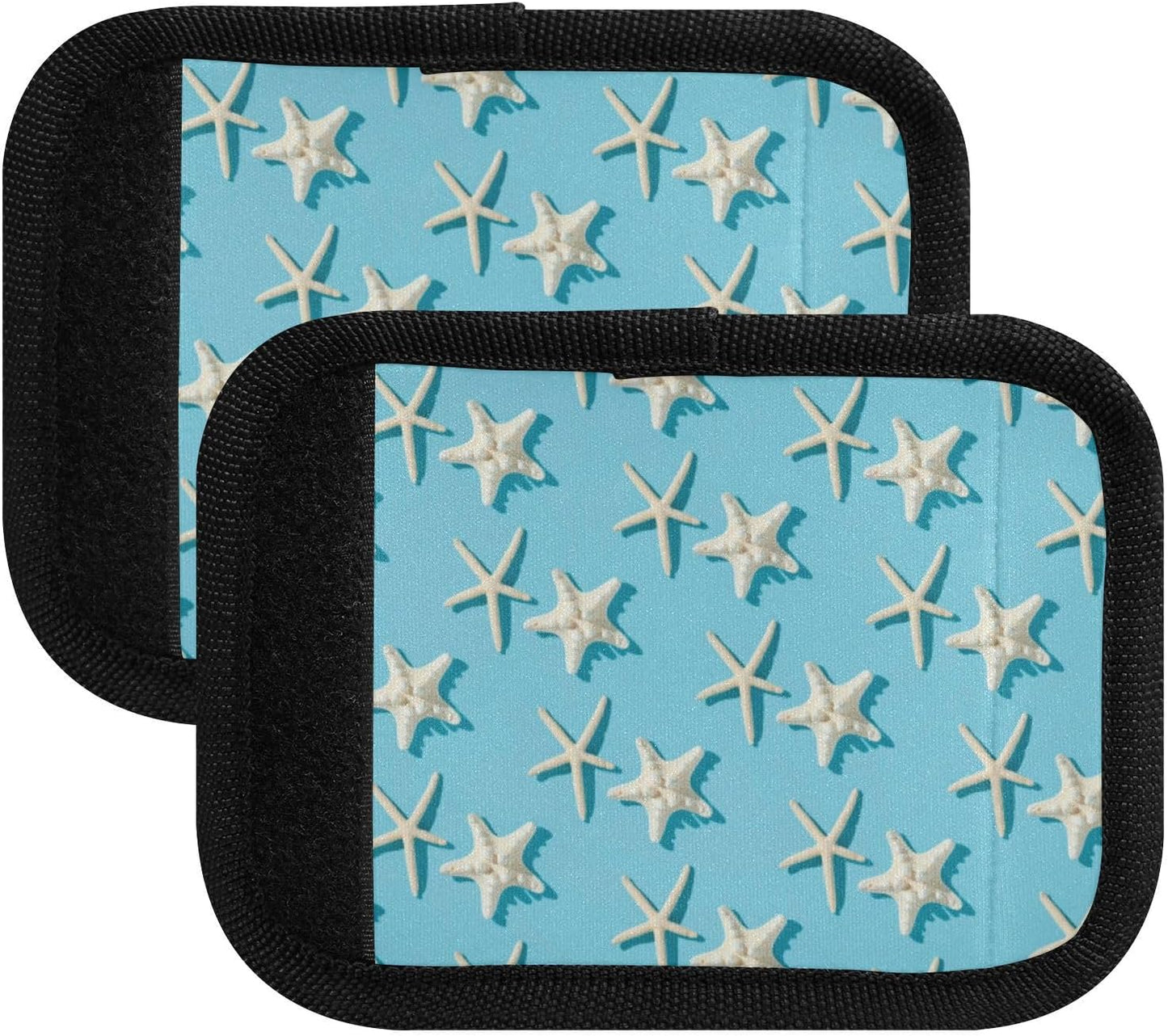 4Pcs Luggage Handle Wrap Suitcase Identifier Handle Covers Tags Soft Travel Bags Luggage Handle Gripper Accessories for Airplane Flying Blue Starfishes