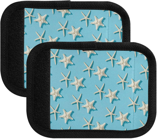 2Pcs Luggage Handle Wrap Suitcase Identifier Handle Covers Tags Soft Travel Bags Luggage Handle Gripper Accessories for Airplane Flying Blue Starfishes
