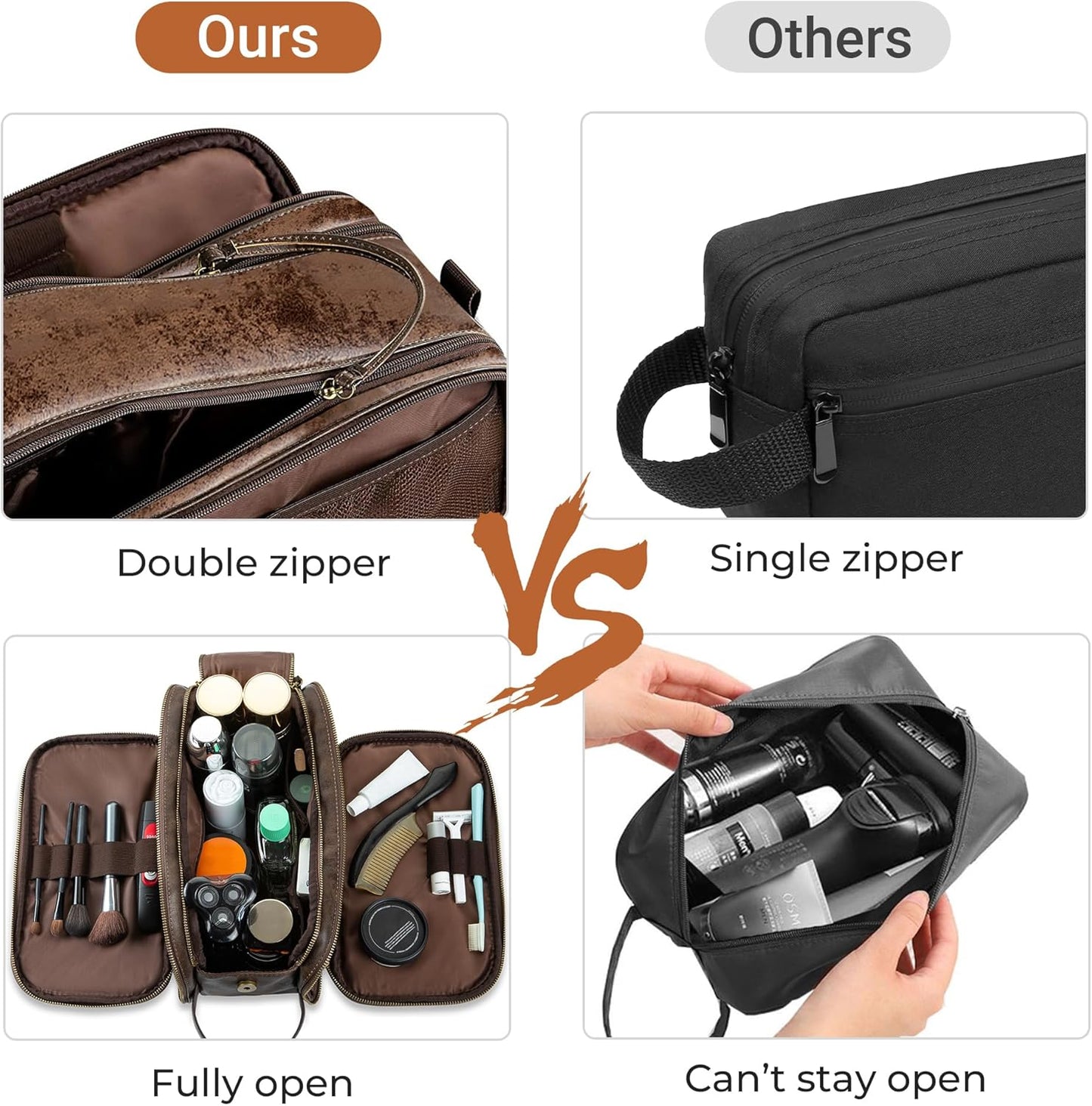 Elviros Toiletry Bag for Men, Large Travel Shaving Dopp Kit Water-resistant Bathroom Toiletries