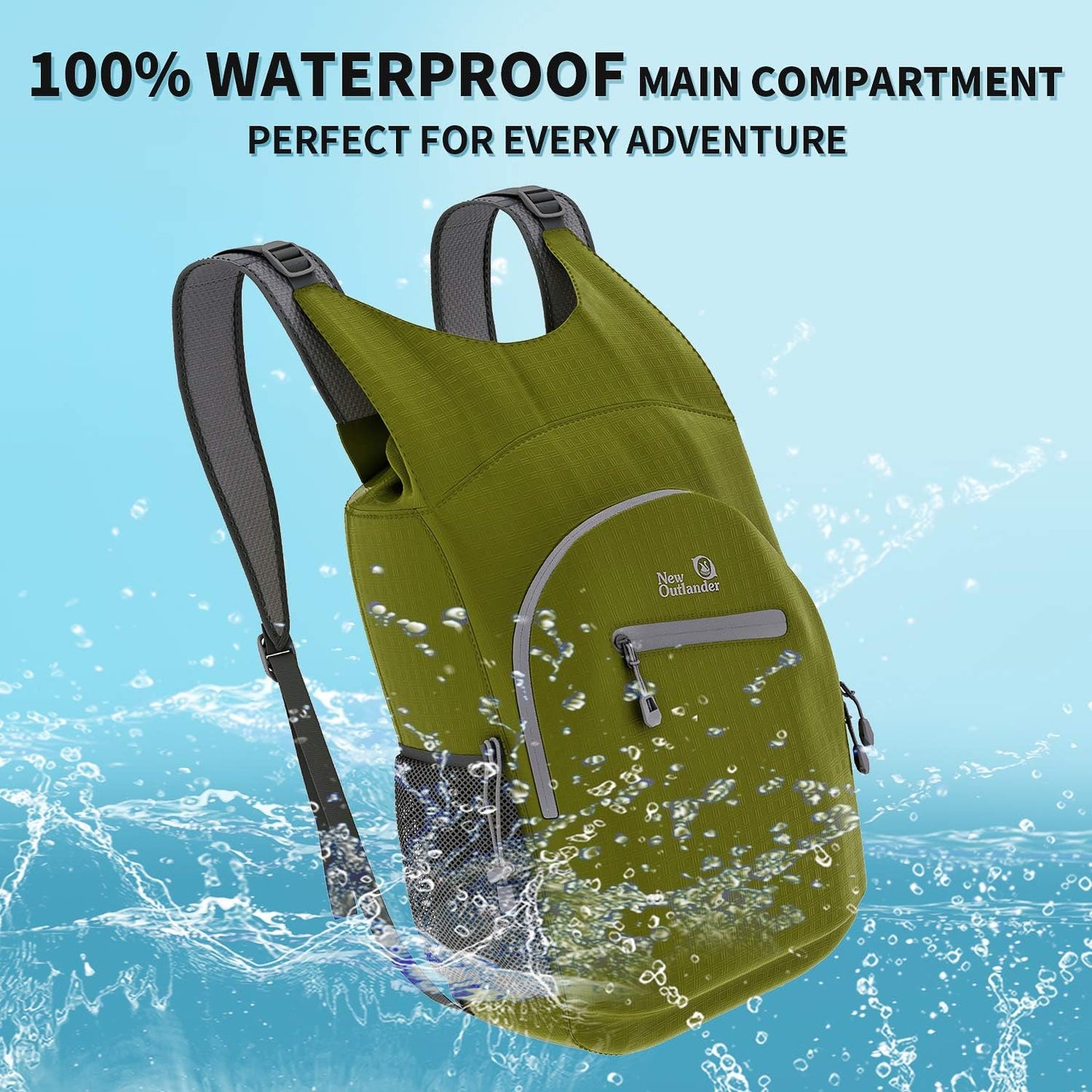 Outlander 100% Waterproof Hiking Backpack Lightweight Packable Travel Daypack