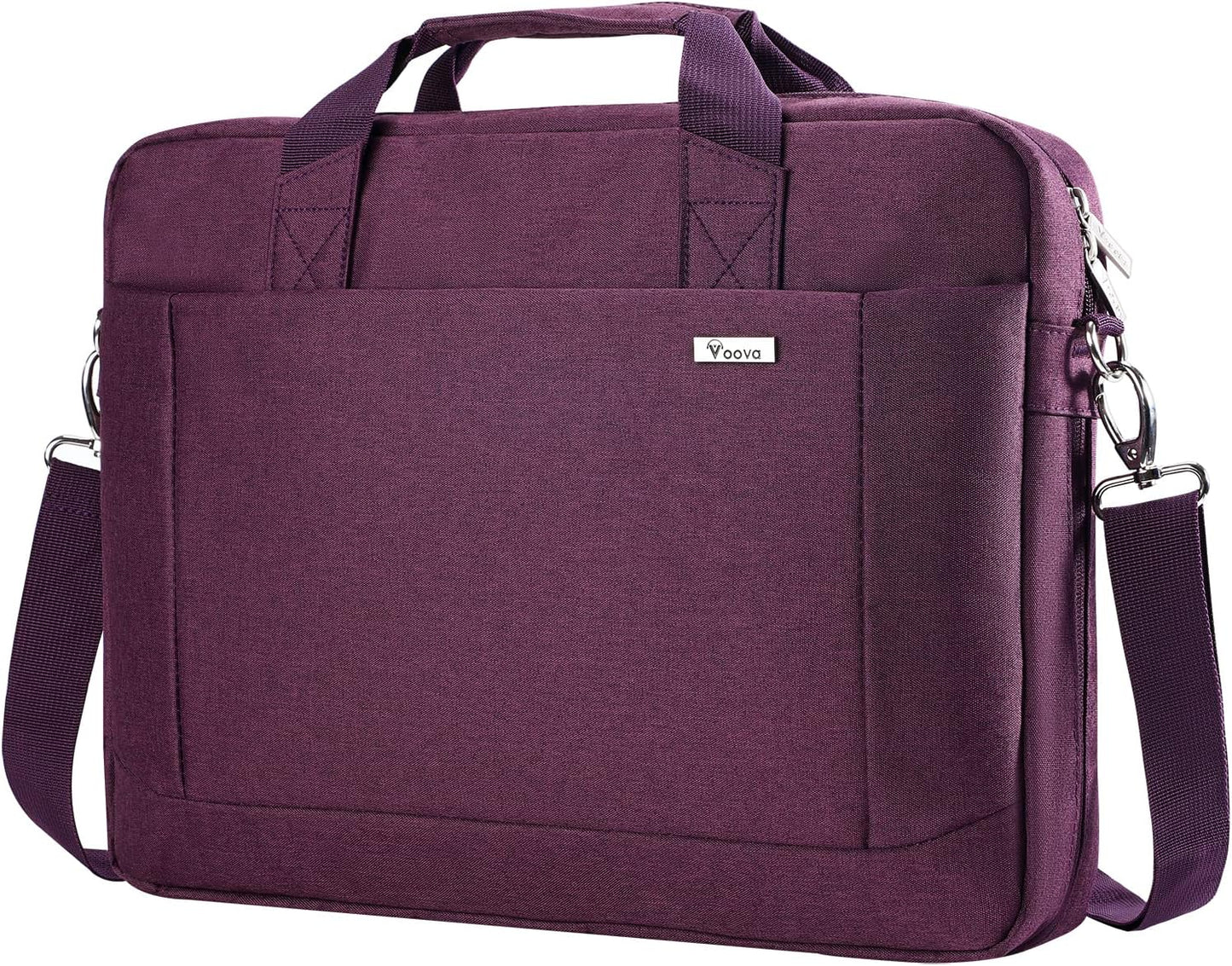 Voova Laptop Bag Case 17 17.3 Inch Computer Sleeve Messenger Bag with Shoulder Strap Expandable Waterproof Large Capacity Business Briefcase for Work Travel Fit 17-18” Laptop, Women Ladies, Purple