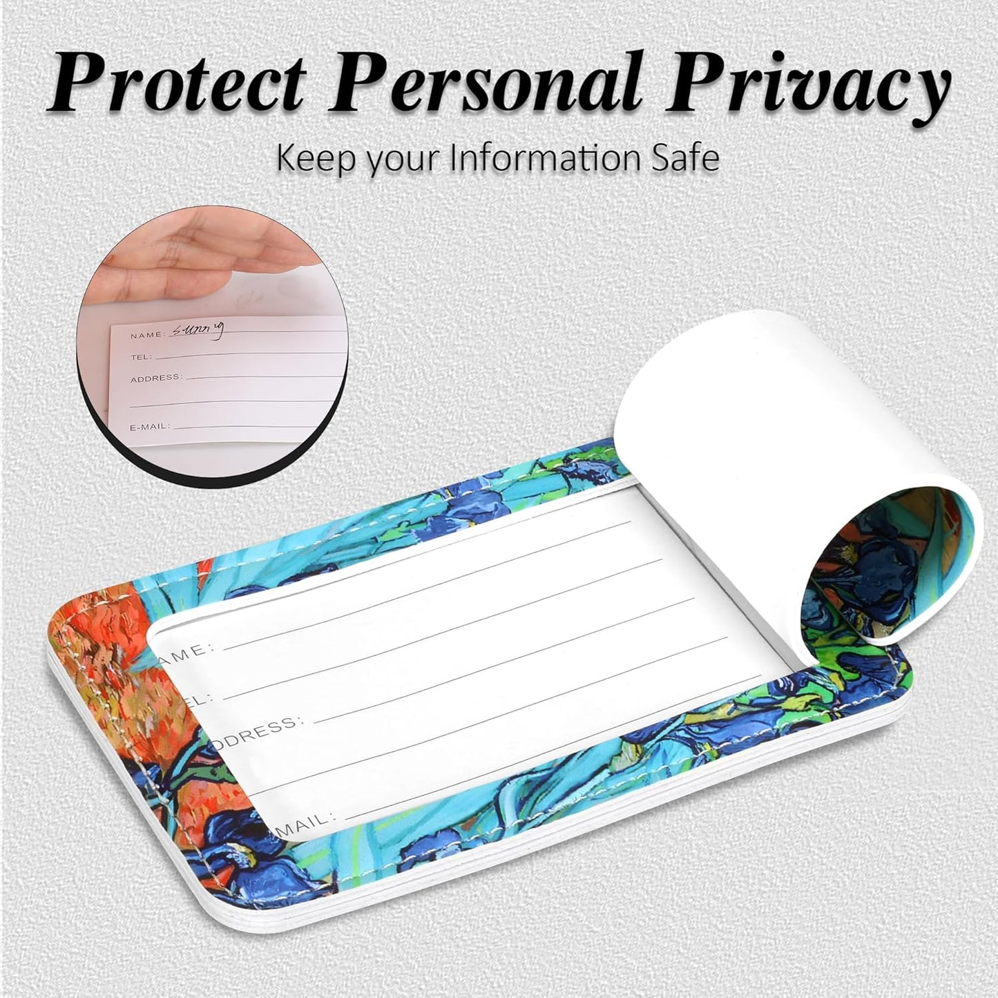 Luggage Tags for Suitcases, 2 Pack Cute PU Leather Luggage Tag TSA Approved with Stainless Steel Loop and Address Card Baggage Tag for Travel&Hotel Stays&Cruise Ships&Shipping and Mailing