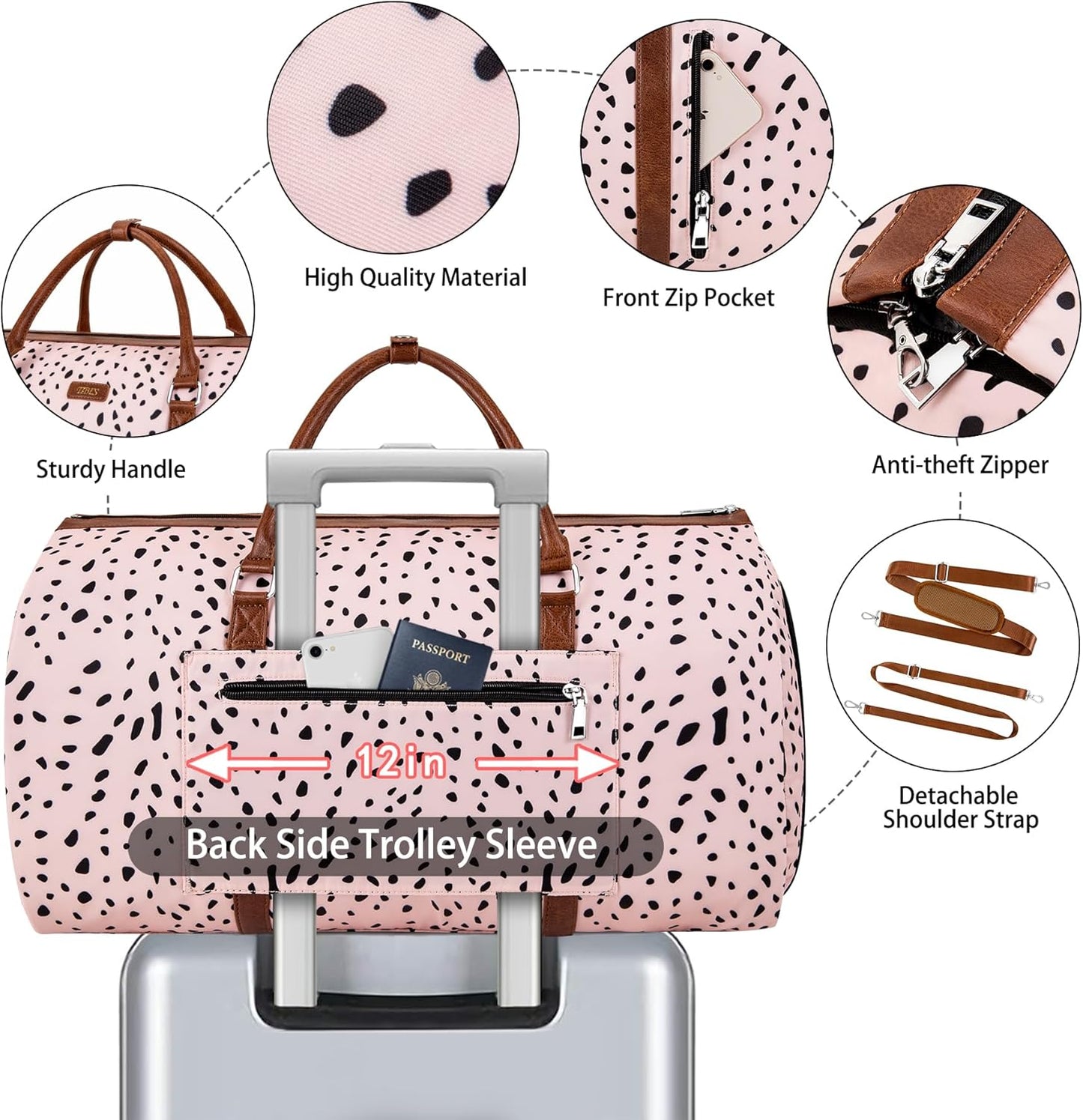 Convertible 2-in-1 Garment Bags for Travel, Carry On Garment Duffle Bag With Shoe Compartment Large Weekender Bag for Women Men Hanging Suitcase Suit Travel Duffel Overnight Bags 4pcs Set