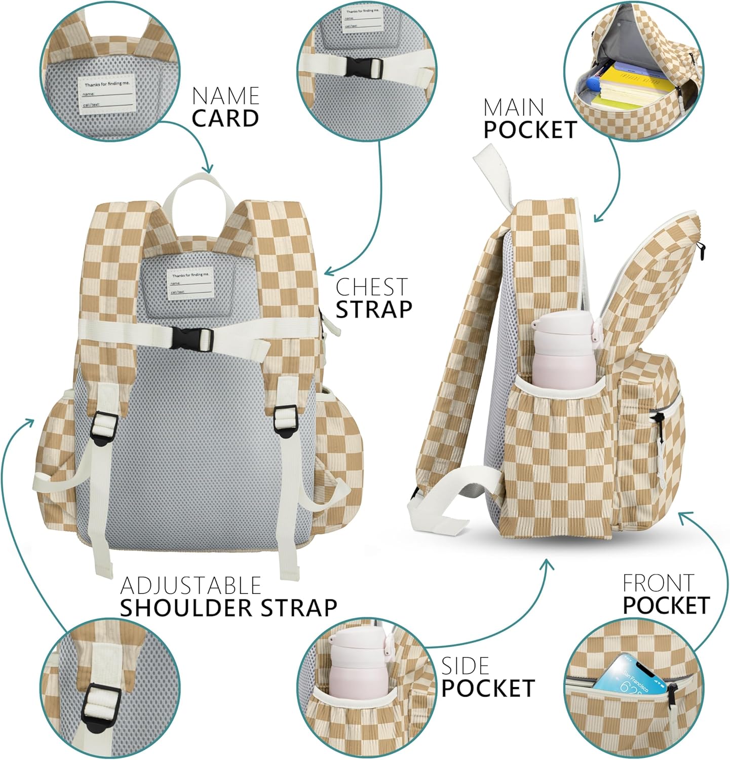 Corduroy Kids Backpack for Boys Girls 6-10: Girls Backpacks for Elementary Kindergarten 15” H Fit