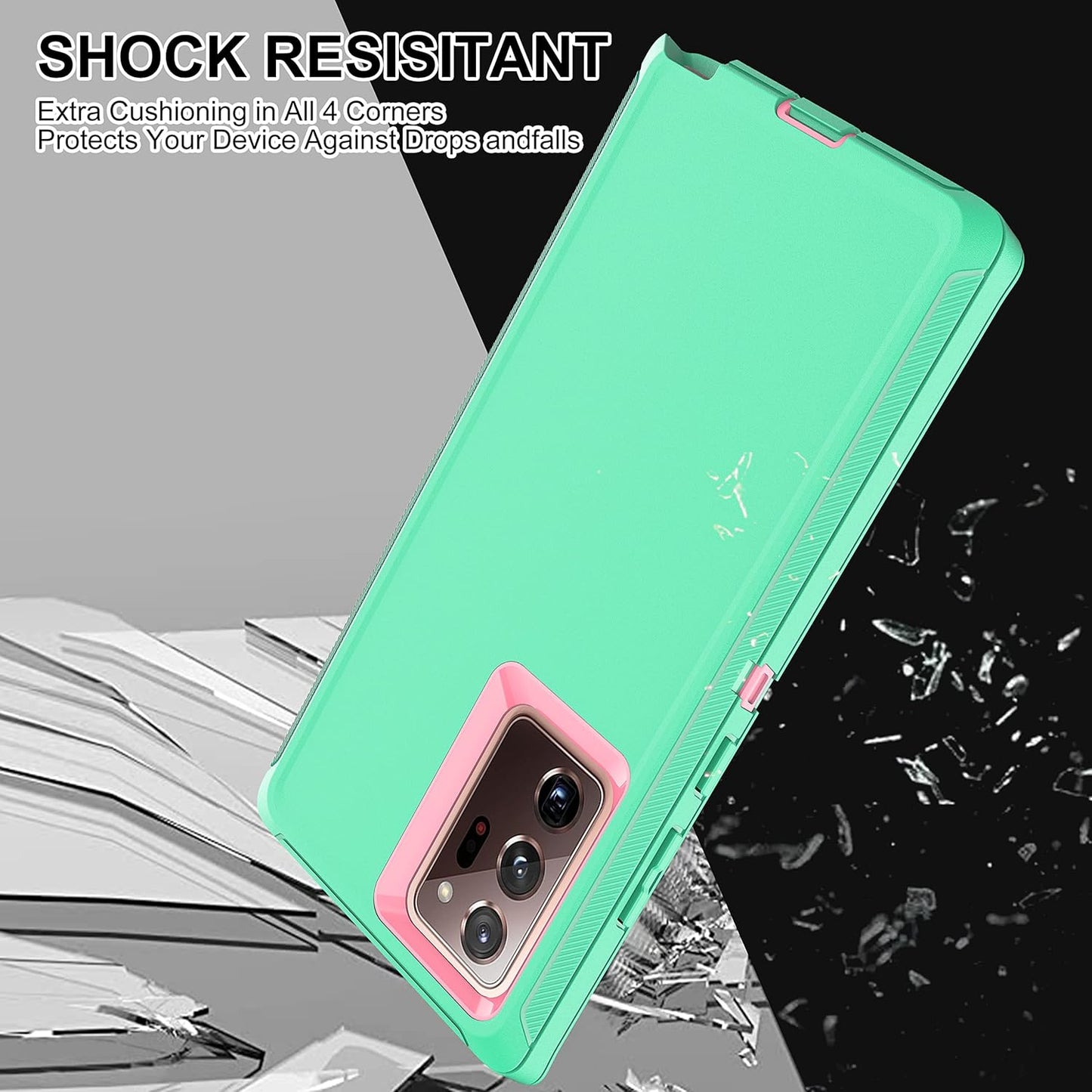 for Note 20 Ultra Case, Galaxy Note 20 Ultra Case with Self Healing Flexible TPU Screen Protector [2 Pack], 3 in 1 Heavy Duty Protection Case for Samsung Note 20 Ultra 5G(Aqua Blue/Rose Pink)