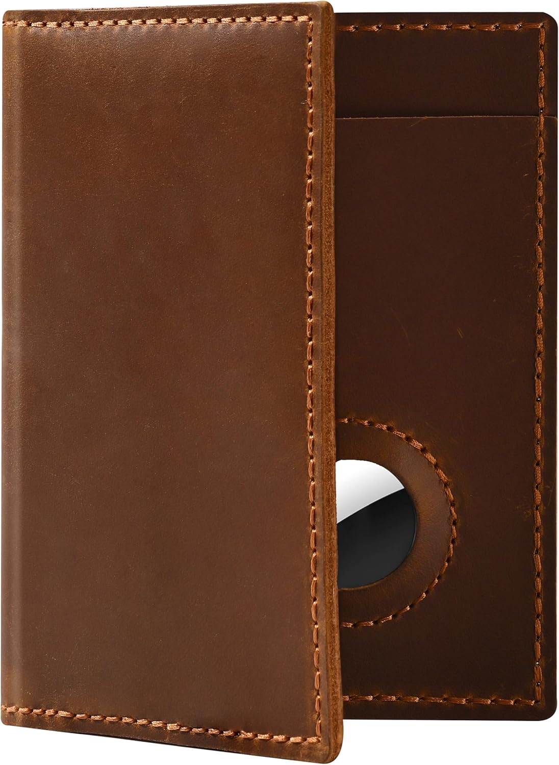 Passport Holder for Travel, Airtag Genuine Leather Passport Holder, Passport Cover Wallet Case for Women Men, Travel Essentials Gift, Brown