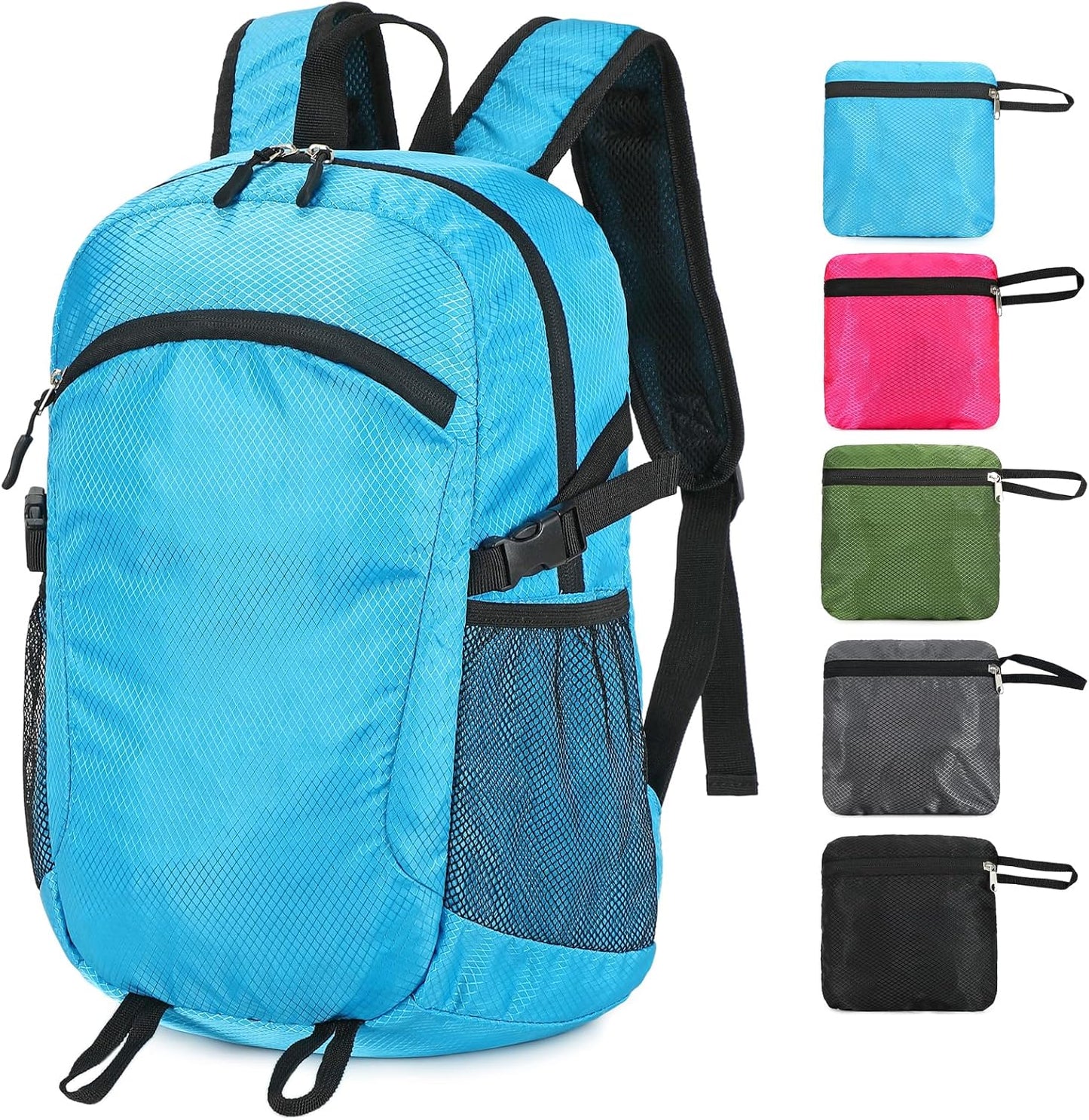 Small Hiking Backpack 15L Travel Lightweight Hiking Packable Daypack Water-Resistant Foldable Backpacks for Women Men Camping (Blue)