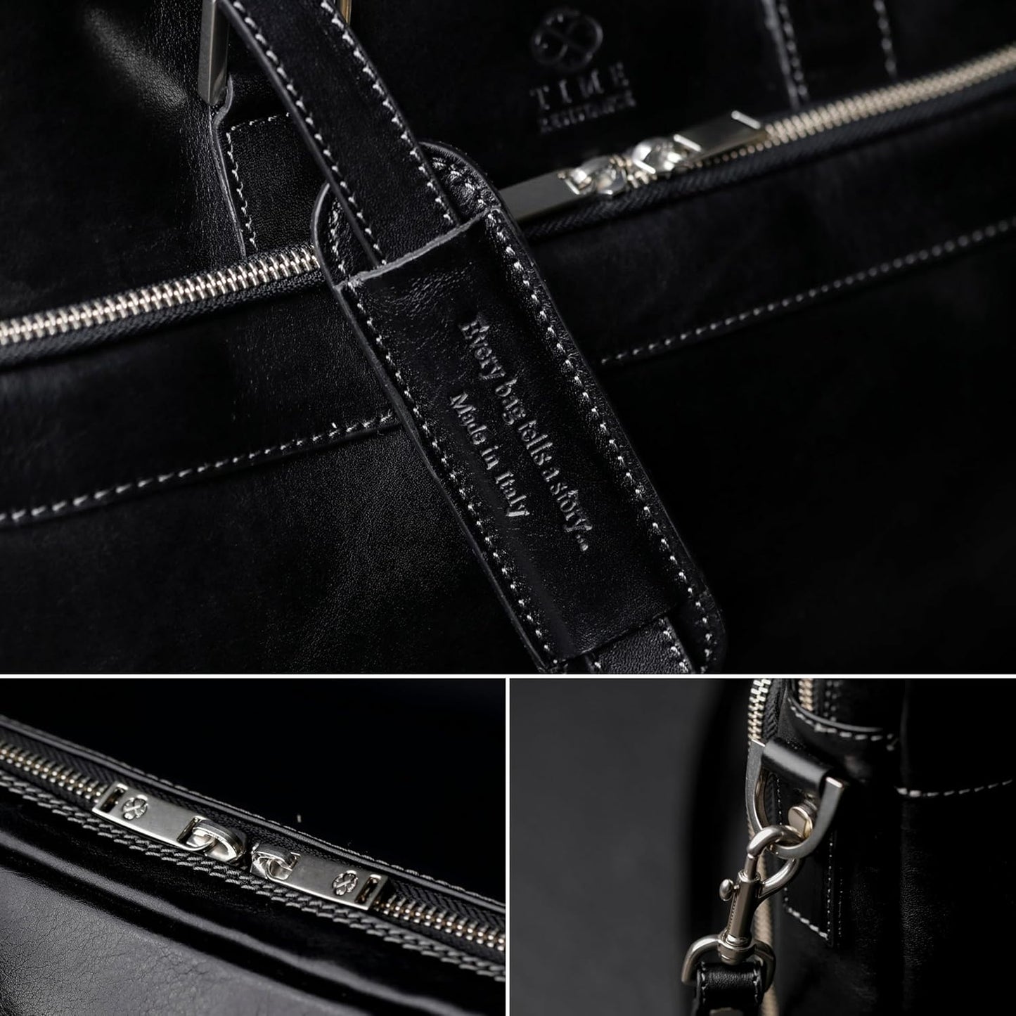 Time Resistance Leather Briefcase - Italian Handmade Leather Laptop Bag - Briefcase for Men and Women - Computer Bag