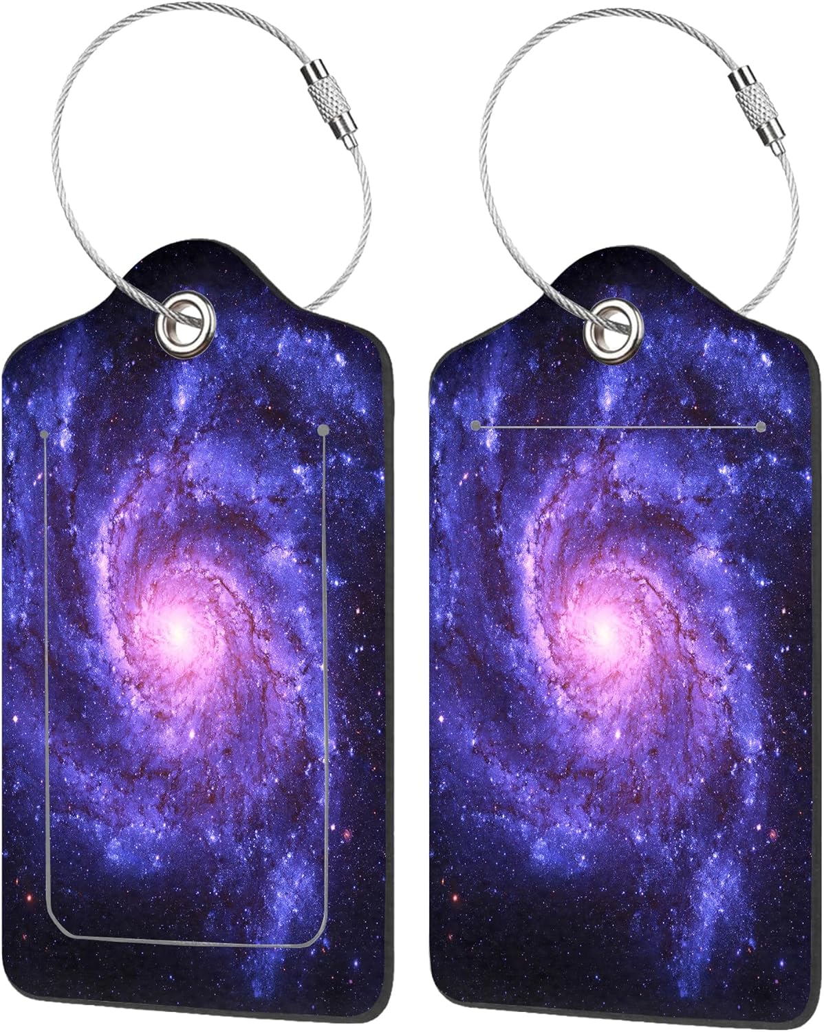 2 Pack Luggage Tag for Suitcase,Spiral Galaxy PU Leather Suitcase Tags Identifiers with Privacy Name Address Labels and Durable Steel Loop for Women Men Travel