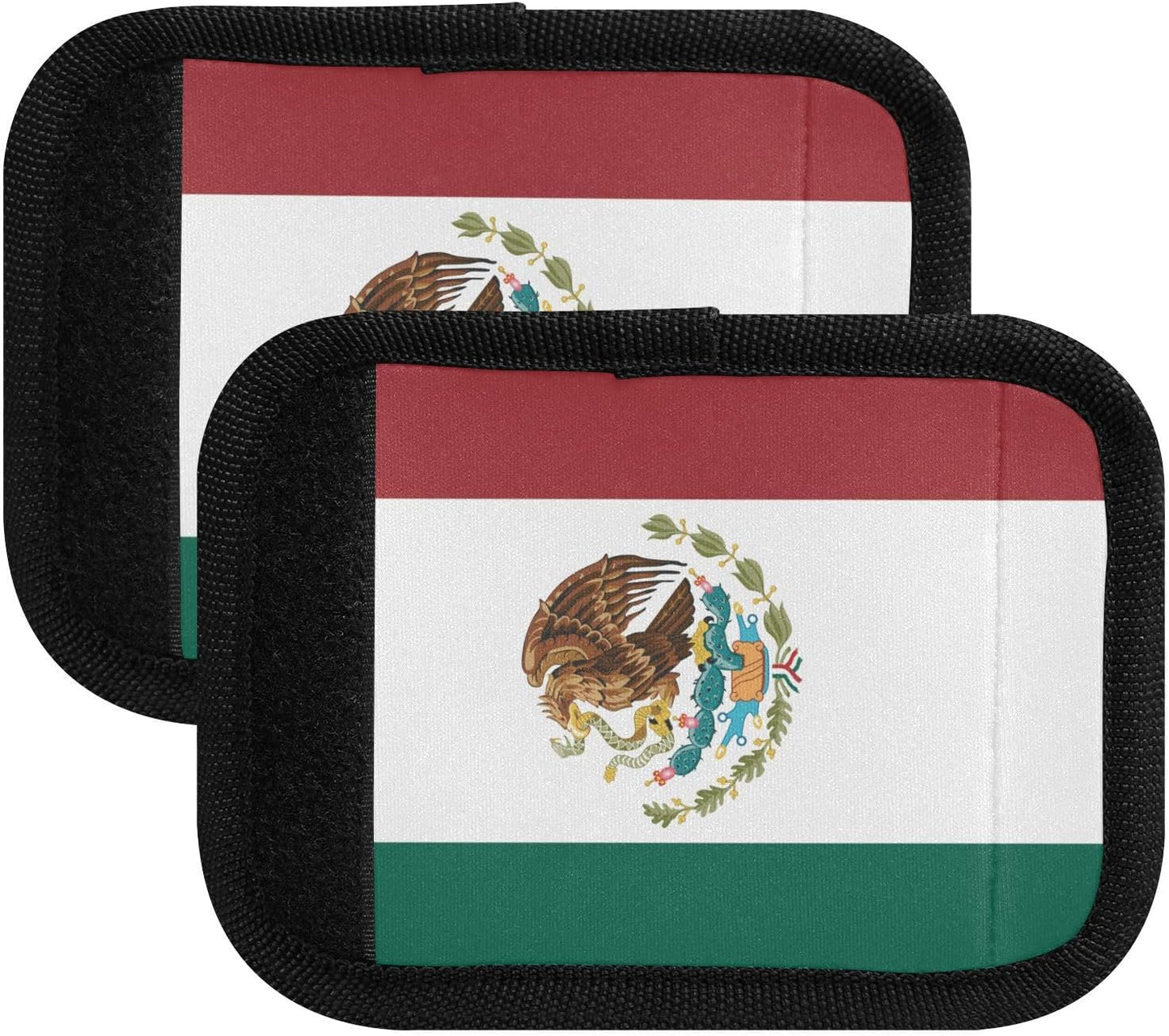 Mexican Flag 2 Pack Luggage Handle Wrap for Suitcase Luggage Identifier Travel Tags Handle Protection Sleeve Cover