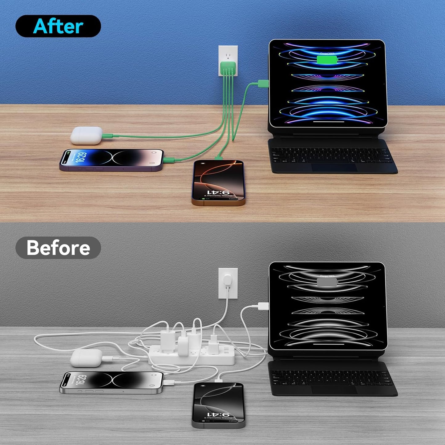 USB C Charger Block, 2Pack 40W 4 Ports Type C Fast Phone Charging Cubes PD Wall Plug+QC 3.0 USB A Charger Head Power Brick Box for iPhone 16/15/14/13/12/11 Pro Max, Pad, Galaxy, Pixel, Deep Green