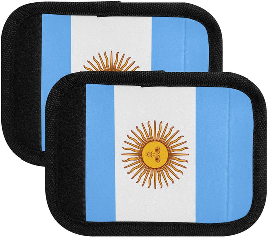 Argentina Flag 2 Pack Luggage Handle Wrap for Suitcase Luggage Identifier Travel Tags Handle Protection Sleeve Cover