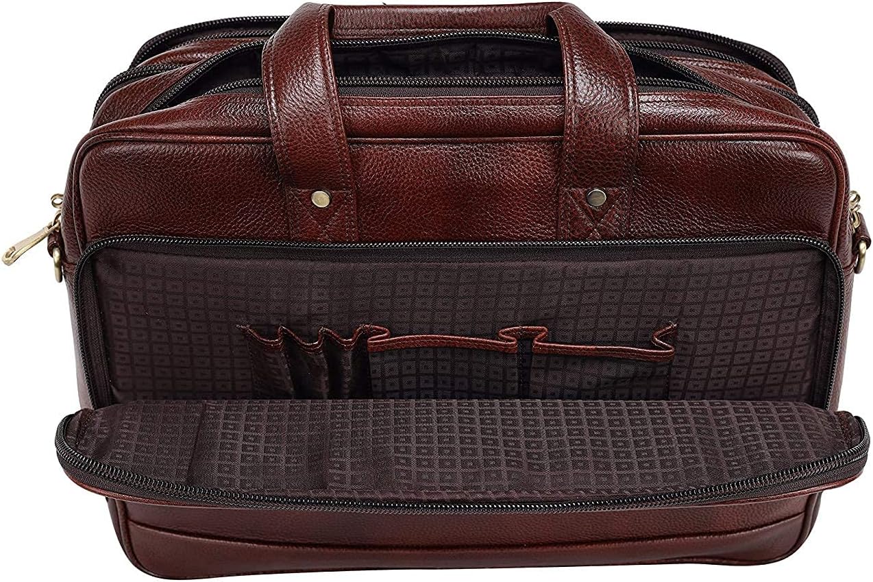 Full Grain Leather 16 Inch briefcases Laptop Messenger Bags for Men and Women Expandable Business Bag Leather Satchel Bags