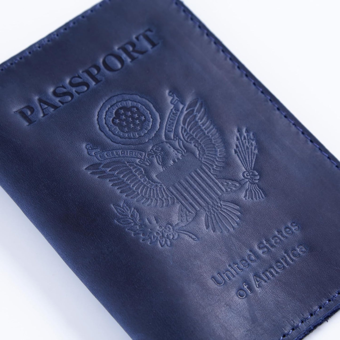 INCARNE US Passport Cover Clear - Travel Passport Wallet - Leather Passport Holder for Men Women Family with Card Slots & Note Compartmen - Sleeve Protector - Genuine Leather - Vintage Blue
