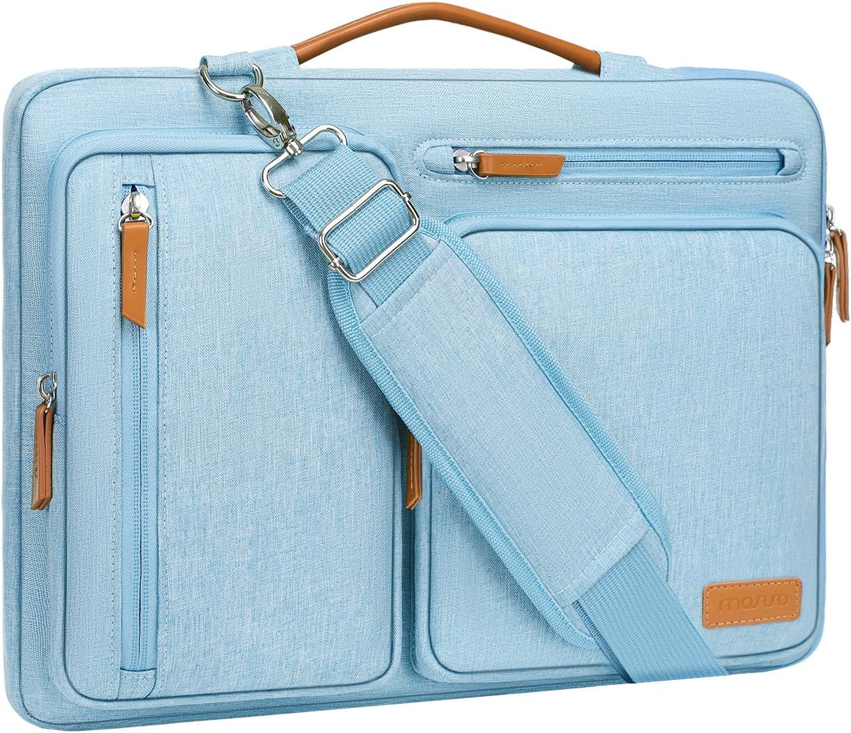 MOSISO 360 Protective Laptop Shoulder Bag,13-13.3 inch Computer Bag Compatible with MacBook, HP, Dell, Lenovo, Asus Notebook,Side Open Messenger Bag with 4 Zipper Pockets&Handle, Air Blue