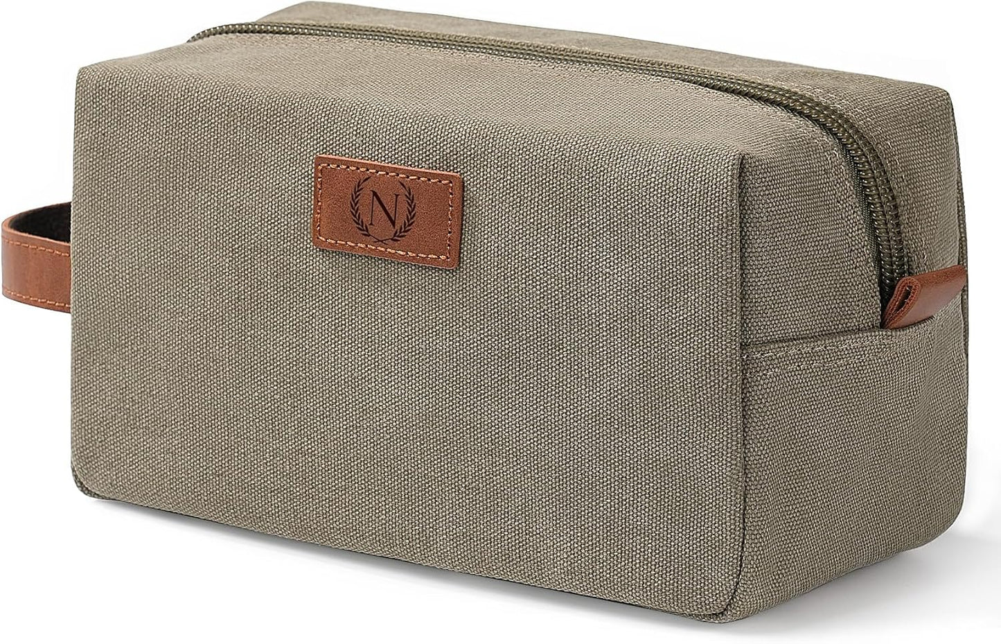 Janhavi Toiletry Bag For Men Waterproof, Personalized Laser Engraved Initials & Wheat Ear, Make Up Bag Traveling, Men's Accessories Organizer Mens Travel Bag Toiletry, Gifts for Him (Olive Green N)