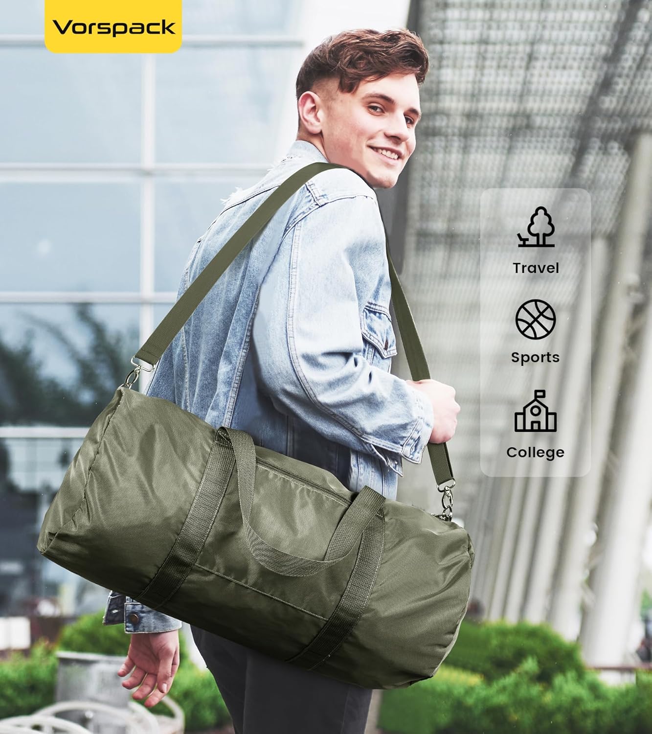 Vorspack Duffel Bag 20-24-28 Inches Foldable Gym Bag for Men Women Duffle Bag Lightweight with