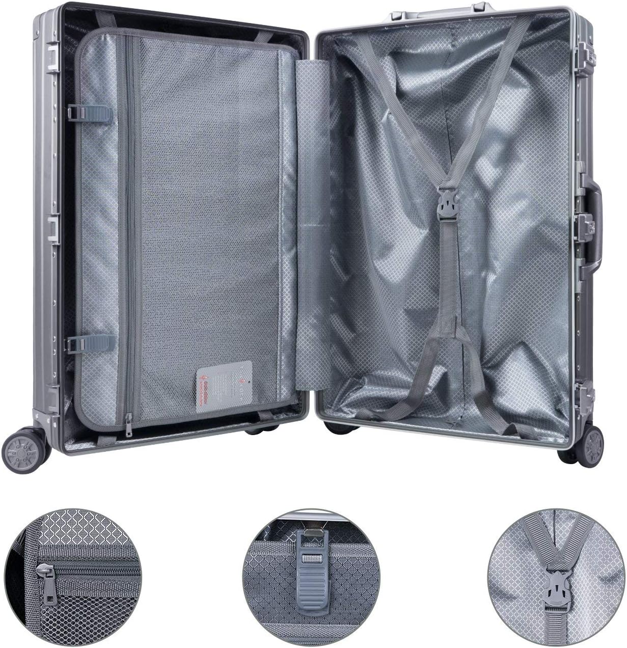 TRAVELKING All Aluminum Luggage Zipperless Hard Shell Luggage Case with TSA Lock Spinner Alloy