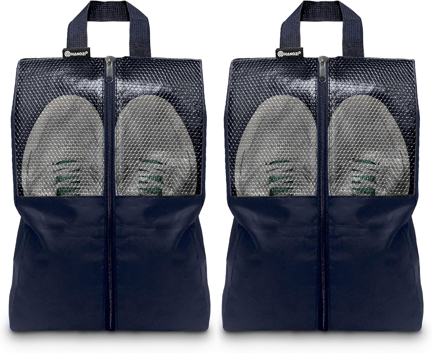 Shoe Bags For Travel, Used As For Storage or Shoe Travel Bag, Space Saving When Travelling With This Travel Shoe Bags For Packing, Featuring Waterproof Nylon Sneaker Bag. (Navy, 2 Pack, Medium)