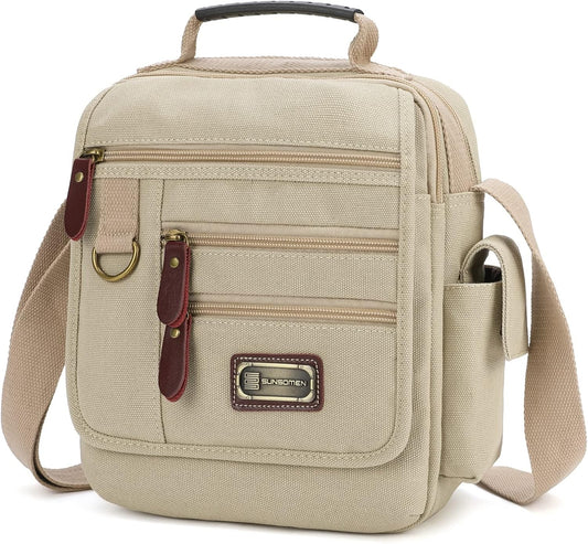 Mens bag Canvas Shoulder Bag Small Messenger Crossbody Bag Work Bag Vintage Multi-function