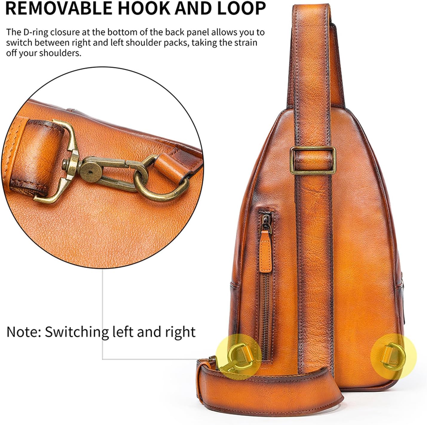 Genuine Leather Sling Bag for Men Women Backpack Chest Shoulder Satchel Crossbody Bags Casual