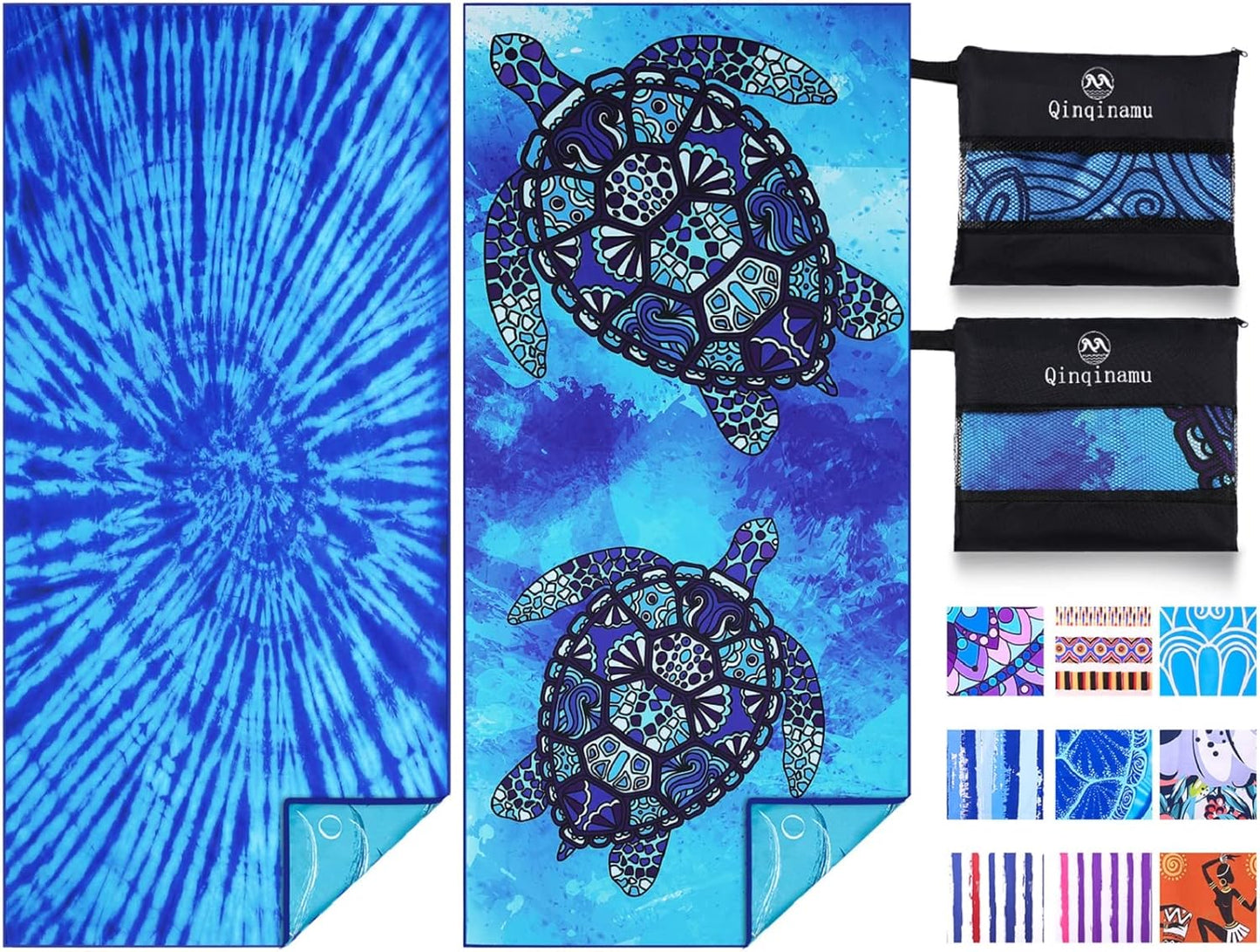 2 Pack Microfiber Thin Lightweight Beach Towel Oversized 71x32 Extra Large Sand Free Towels for