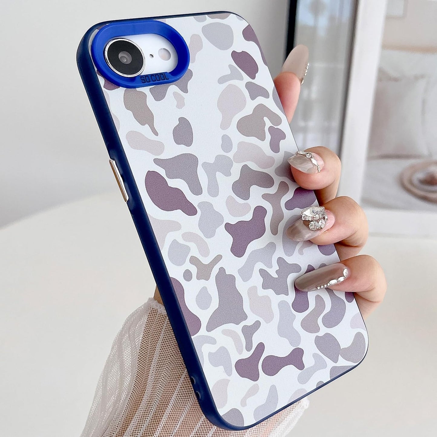 for iPhone 16e Case, Vintage Camo Pattern Design for Men Boys Teens, Cool Camouflage Shockproof Protective Cover for Girls Women - Blue