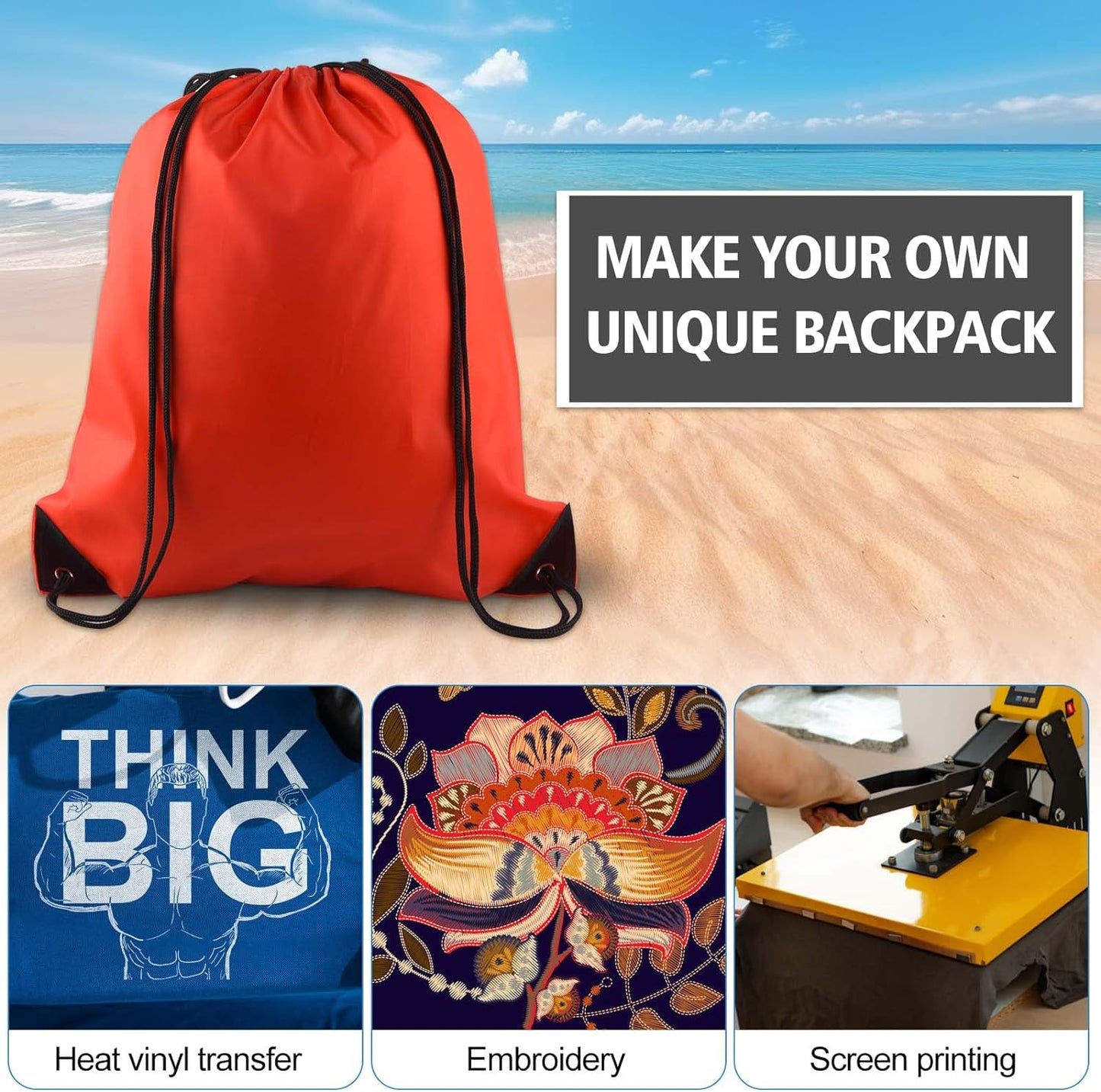 KUUQA 12 Pcs Drawstring Backpack Bags Sport Gym Sack Cinch Bags Bulk for School Traveling and Storage (Red)