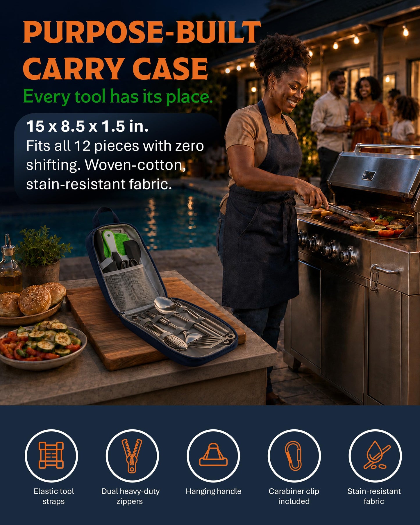 Life 2 Go 12 Pcs Camp Cooking Utensil Set & Outdoor Kitchen Gear Cookware Kit, Portable Compact