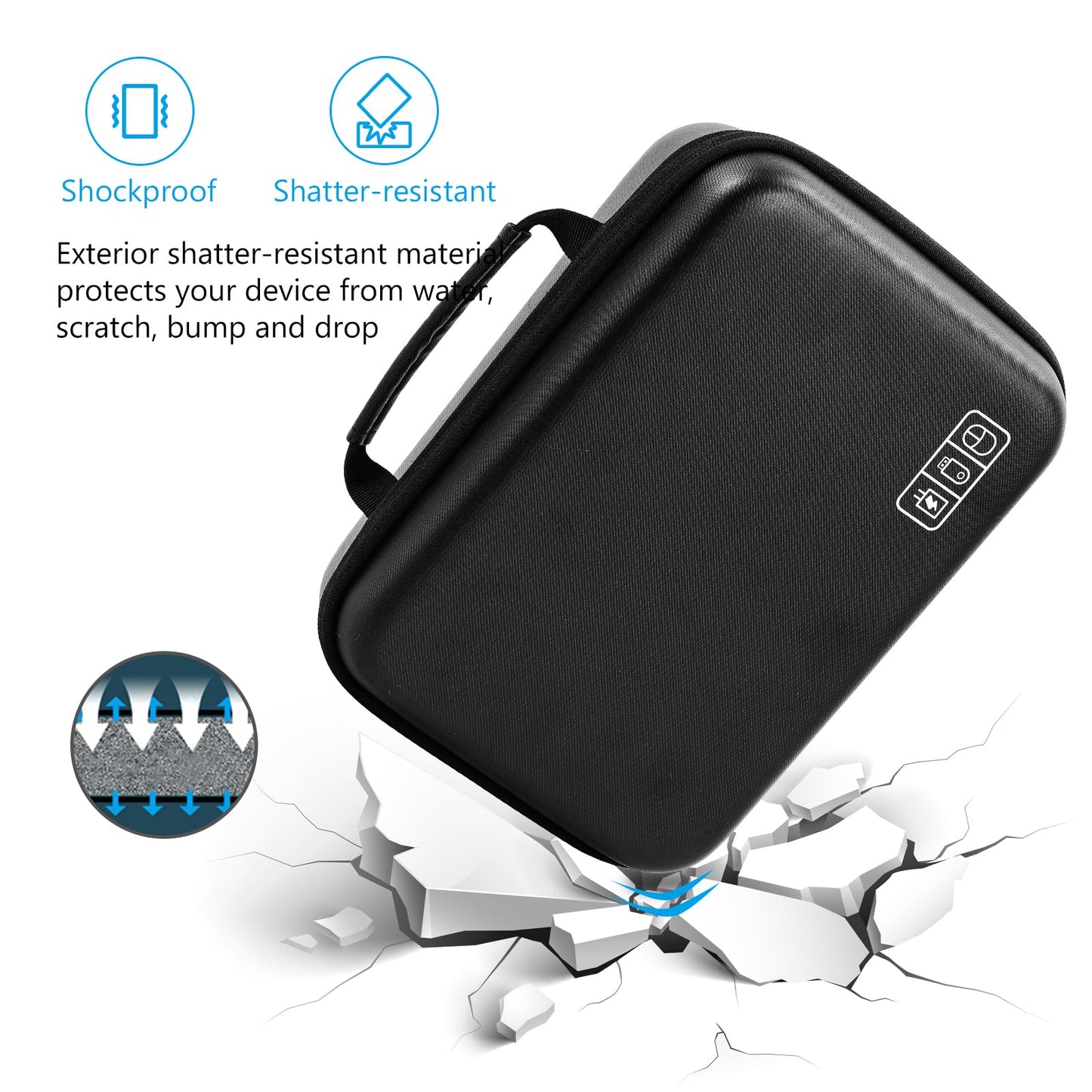ProCase Hard Travel Electronic Organizer Case for MacBook Power Adapter Chargers Cables Power Bank