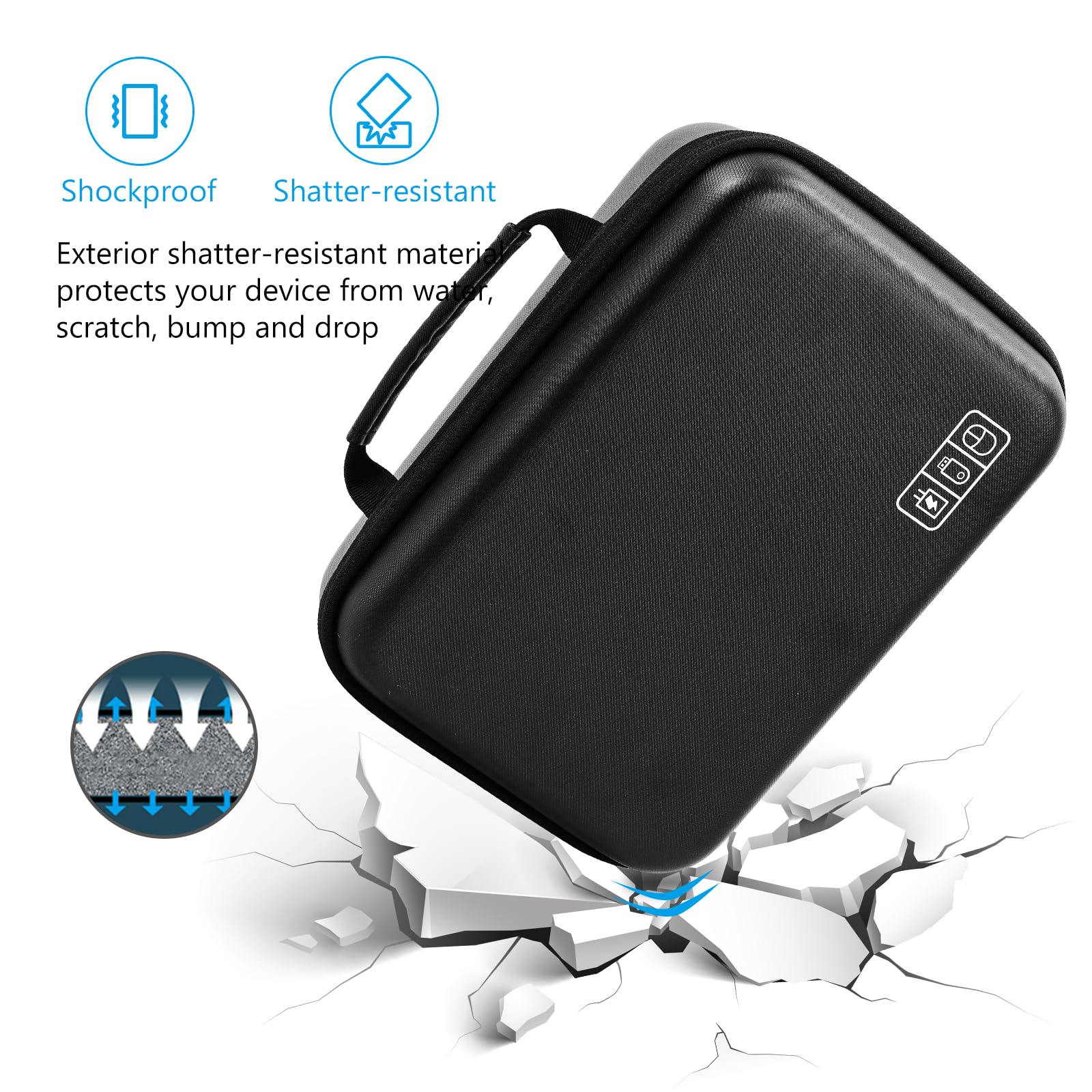 ProCase Hard Travel Electronic Organizer Case for MacBook Power Adapter Chargers Cables Power Bank