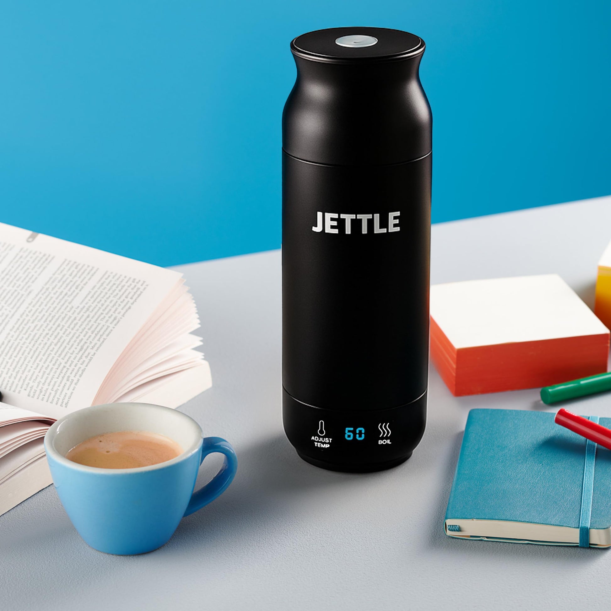 Jettle Portable Electric Kettle, 450ml Travel Water Boiler with LED, Black