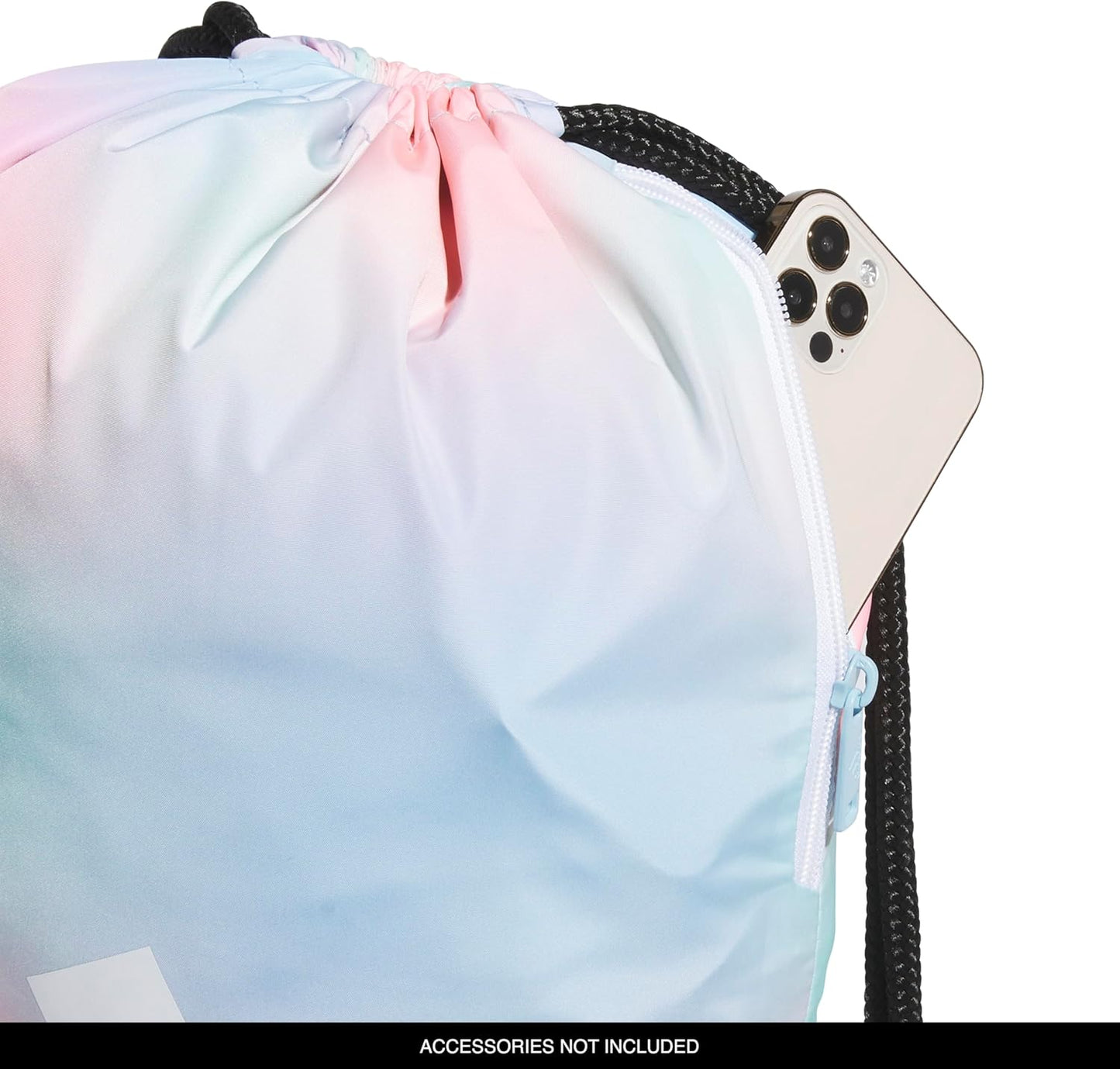 adidas Ready Sackpack – Drawstring Backpack Lightweight Small Gym Bag, Dazed Gradient Clear Sky/White/1.0, One Size