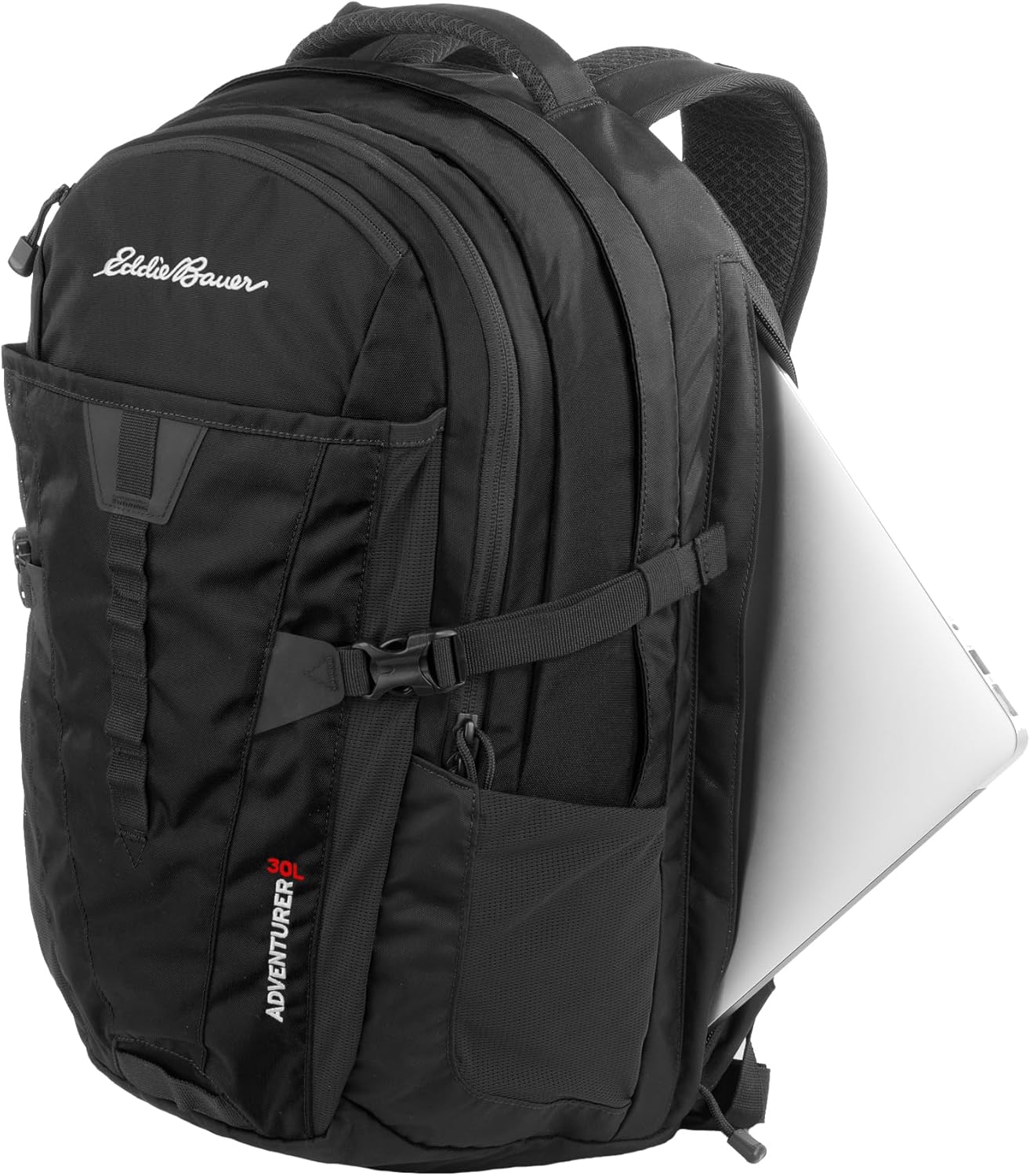 Eddie Bauer Adventurer Backpack with Organization Compartments and Hydration/Laptop Compatible Sleeve, Adventurer - Black, 30L