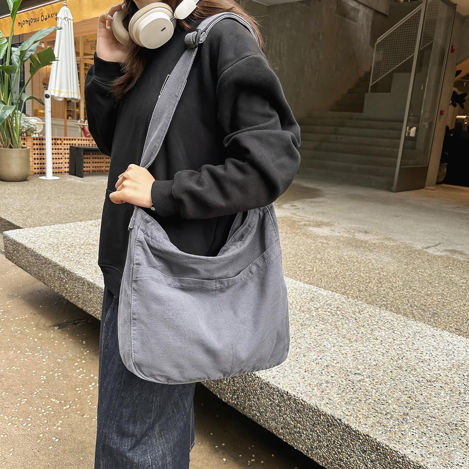 Canvas Messenger Bags for Women Crossbody Bag for School Hobo Men Cute Large Shoulder Lightweight