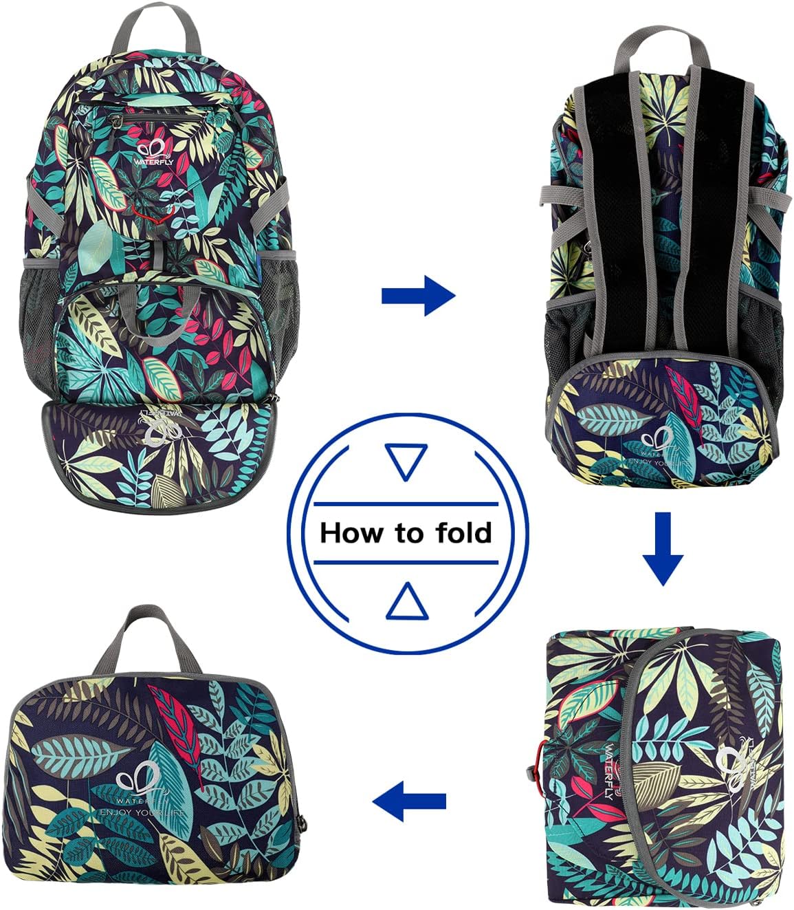 WATERFLY Small Lightweight Packable Backpack: 20l Ultra Light Foldable Travel Hiking Camping