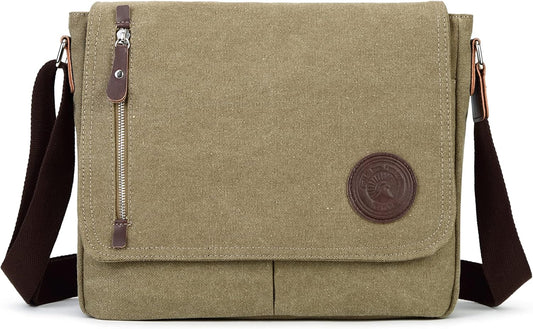 Sechunk Canvas Small Messenger Bag Vintage Shoulder bag Everyday Purse Crossbody bag for men women