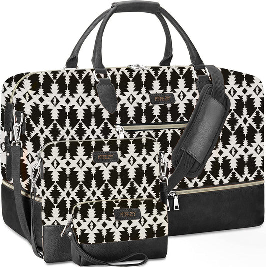 Weekender Bag for Women, Travel Duffel Bag Carry On Overnight Bag with Shoe Compartment Large Nylon Travel Weekend Tote Bag