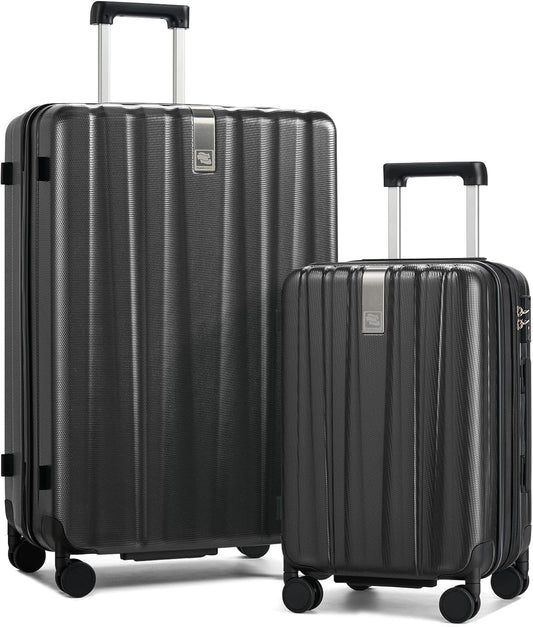 Hanke Expandable Hardshell Luggage Sets 2 Piece Extra Large Suitcases with Lock,28 Inch Luggage with Spinner Wheels, Travel Suitcase for Women Men 20 29Inch,Jet Black