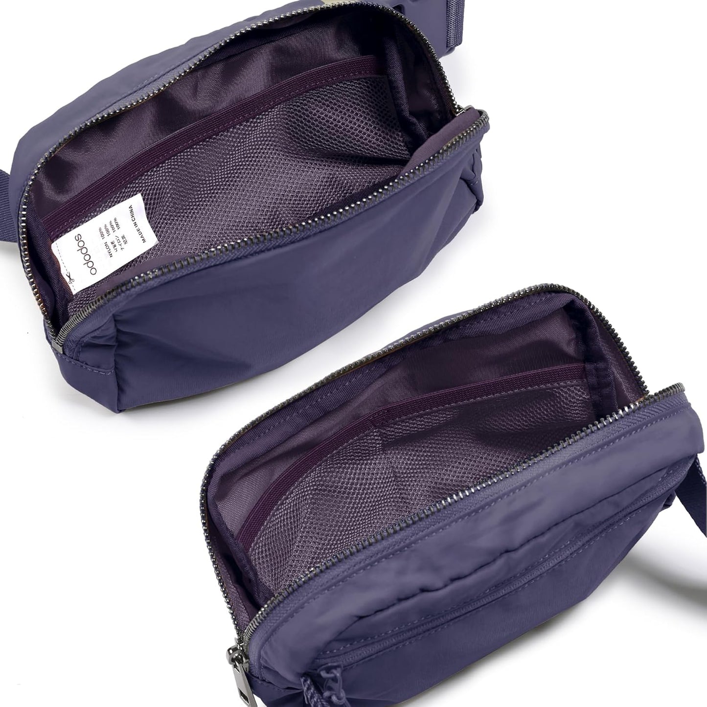 ODODOS Unisex Mini Belt Bag with Adjustable Strap Small Fanny Pack for Workout Running Traveling Hiking, Purple Reign
