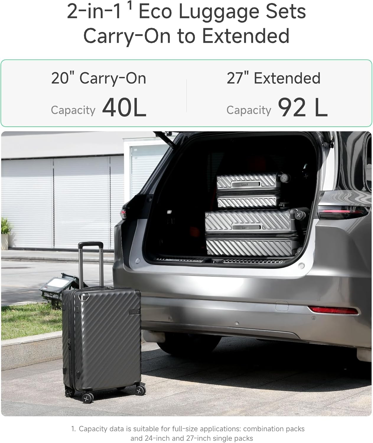 LUGGEX Luggage with Spinner Wheels, Polycarbonate Expandable Hard Shell Suitcase, Checked Large 28 Inch, Champagne
