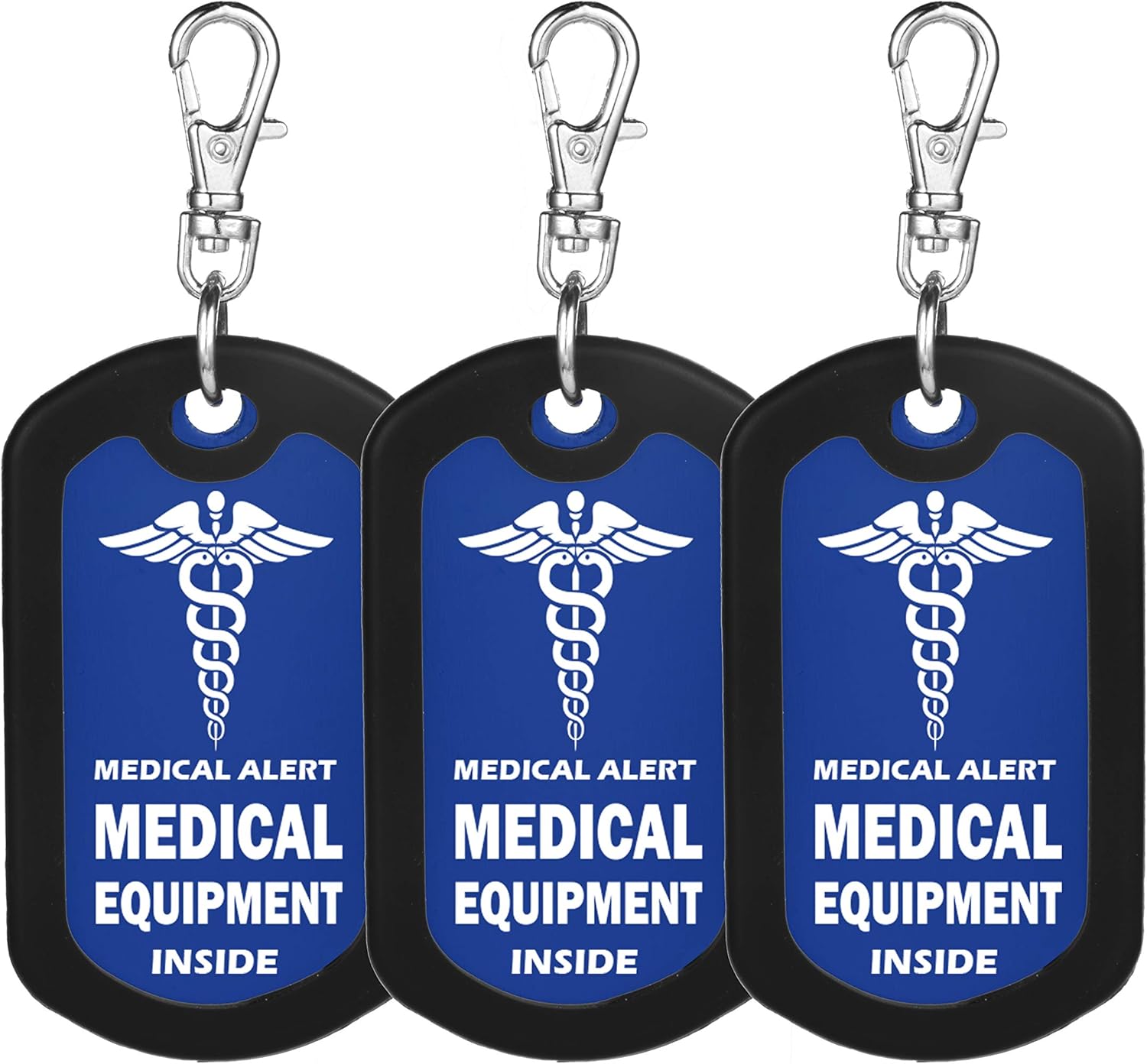 mnmoom Medical Equipment Luggage Tag Medical Alert Zipper Pull Bag Tag (3 Pack Blue)