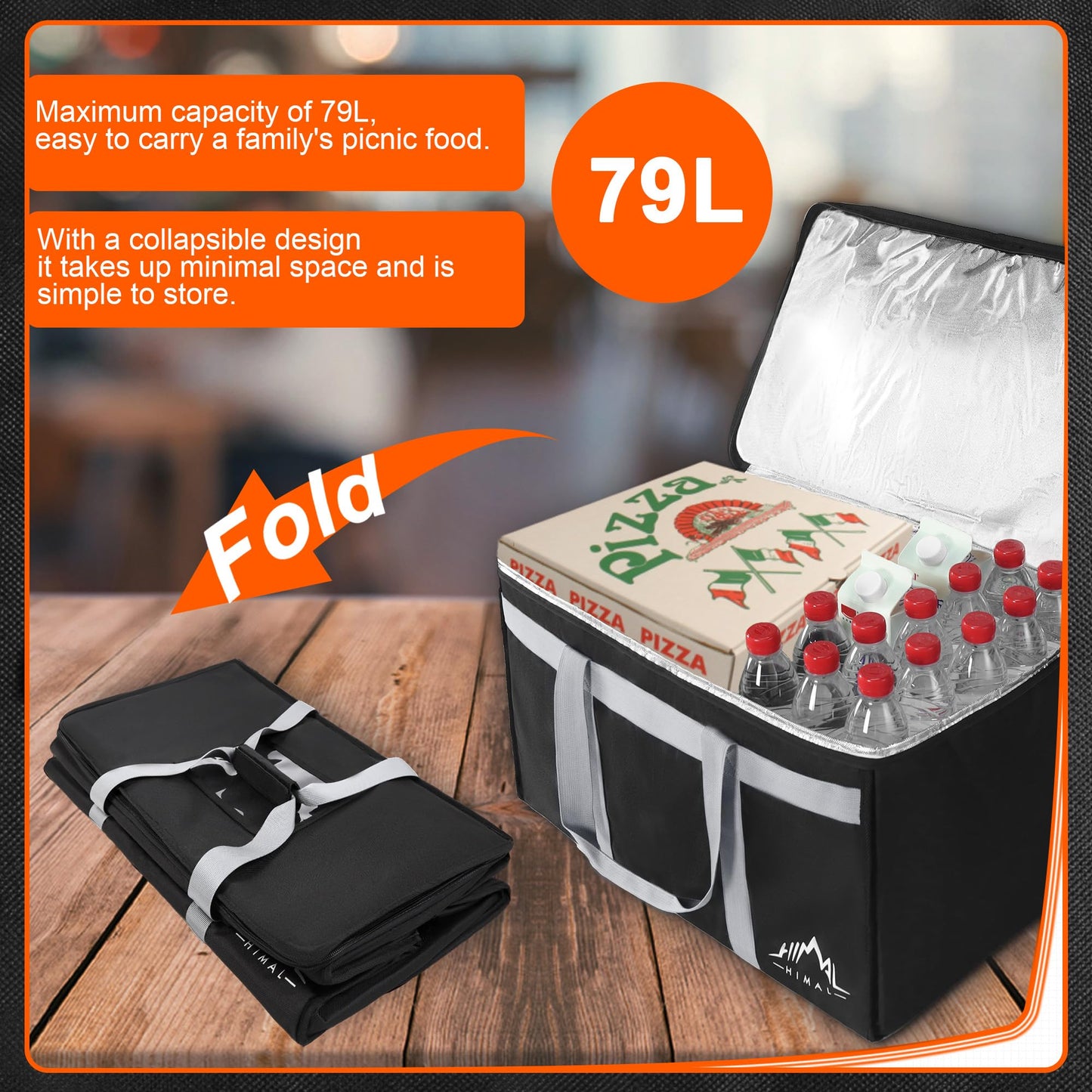 Himal Outdoors Insulated Food Delivery Bag XXXL-23Wx15Hx14D inches Premium Insulated Grocery Bag