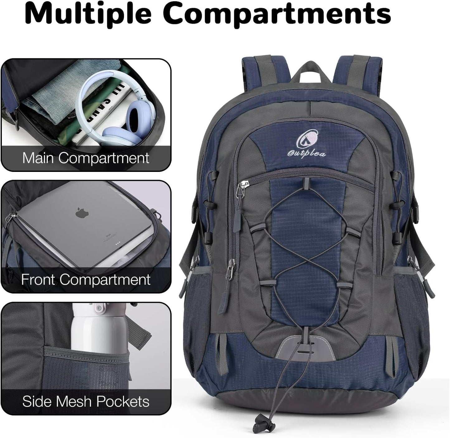 25L Small Hiking Backpack Daypack with Chest Strap for Men Women, Waterproof Travel Backpack, Blue