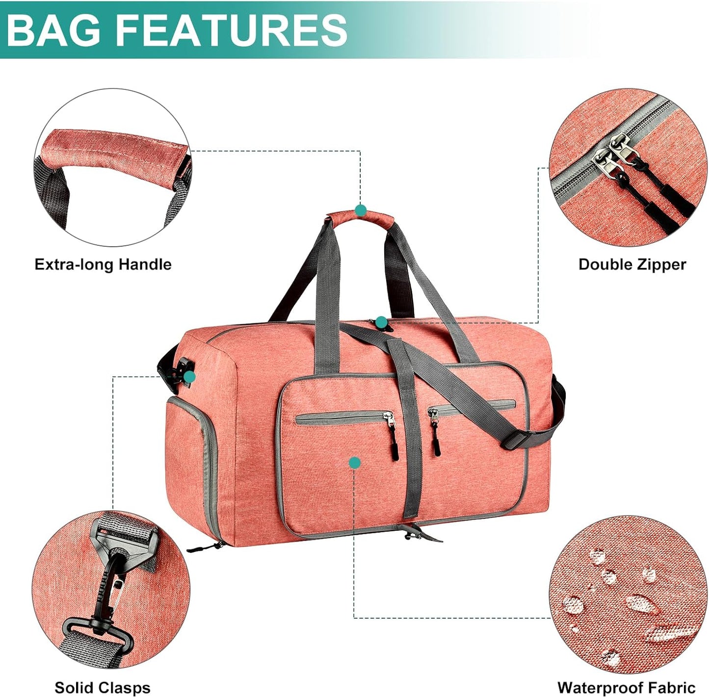 Dimayar 115L Travel Duffle Bag for Men Women - Foldable Duffel Bag with Shoes Compartment - Overnight Bags Waterproof & Tear Resistant(Orange)