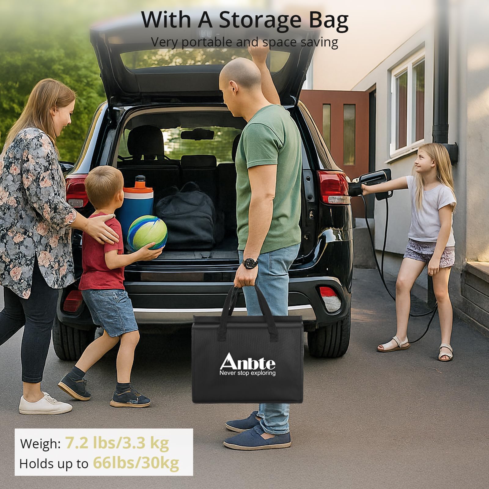 Anbte Folding Camping Table with Storage Net, 3ft Portable Table, 35" x 16"