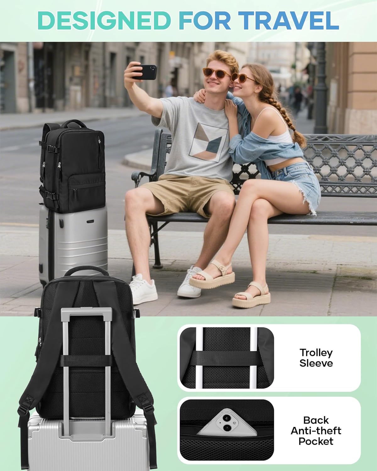 Vacuum Backpack Travel with Pump, Vacuum Seal Backpack 18x14x8 Personal Item Travel Bag Spirit Airlines Approved, Casual Daypack Mochila de Viaje Compresion al vacio, Black