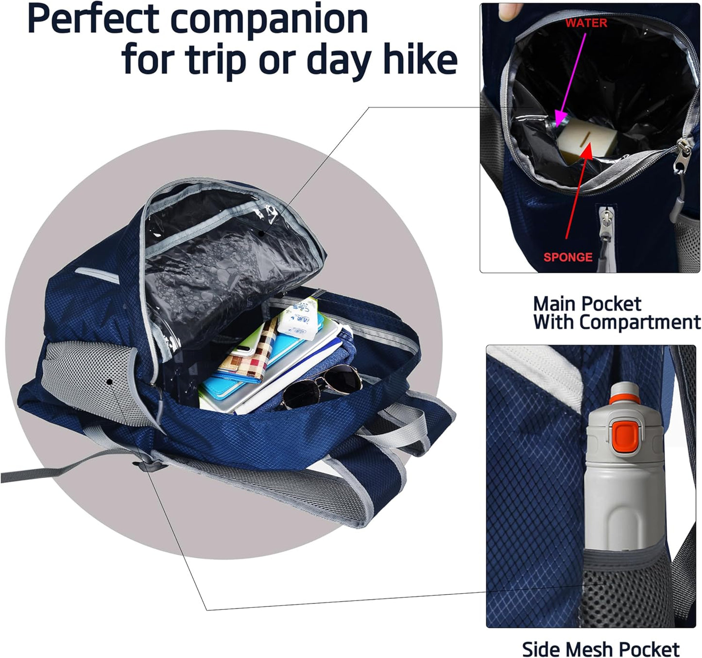 35L Foldable Waterproof Backpack For Outdoor Sports Travel Inside Wet Clothes Compartment Packable
