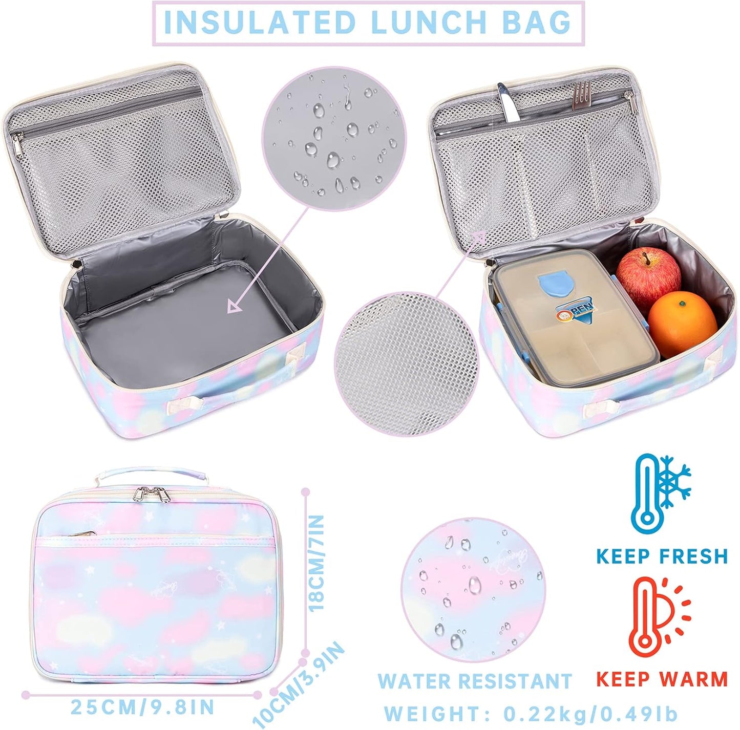 Lohol Galaxy Backpack for School Travel, Lightweight BookBag for Girls Kids